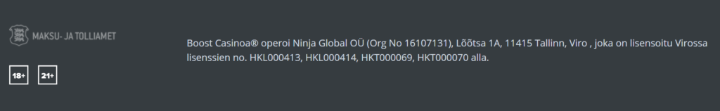 boost casinon lisenssi